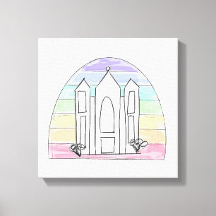 Toile Temple LDS Salt Lake City coucher de soleil arc-en