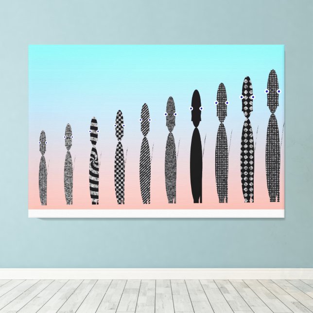 Toile Ten Crochet Cats Geometric Pattern  (Insitu (Plancher de Bois))