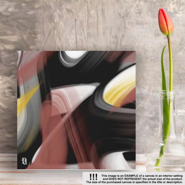 Toile Tendance de 8x8" Art Abstrait Noir Blanc Poudre (Créateur téléchargé)