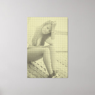 Toile Tender Black&Yellow Halftone Effet assise fille