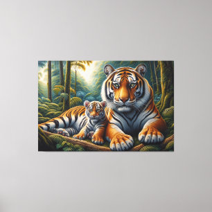 Toile Tendre Tigers Moment dans la peinture de la nature