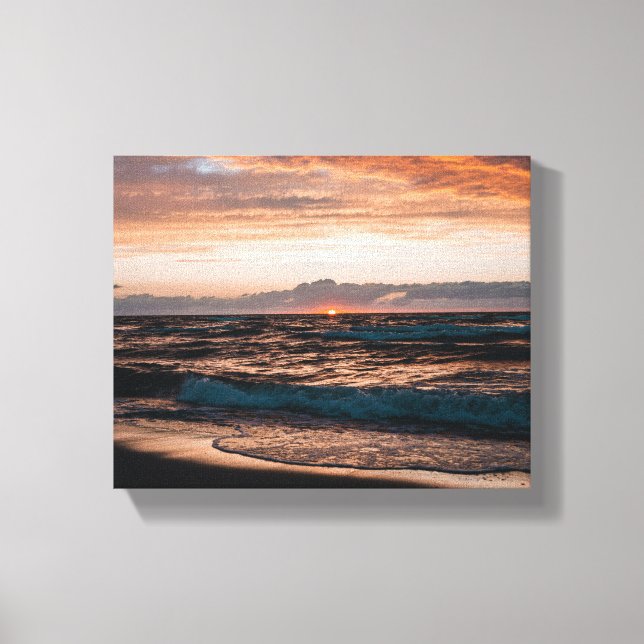 Toile tendue avec image de vagues de plage (Recto)