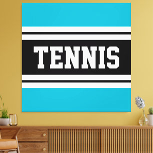 Toile TENNIS Azure Yellow Black White Racing Stripes
