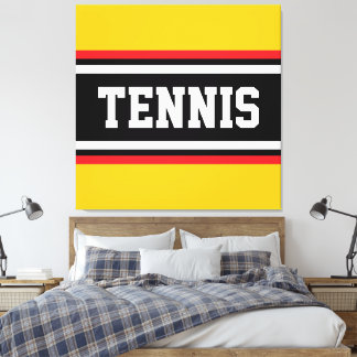 Toile TENNIS Gras Jaune Clair Rouge Noir Blanc Rayures