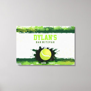Toile TENNIS IN GREEN Bar Mitzvah Connexion Carte mémoir