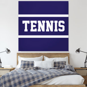 Toile TENNIS Sportif Athlétique Bleu Nuit Blanc Rayures