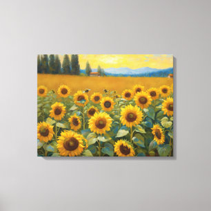 Toile Terrain De Tournesol Dans La Peinture De Pays