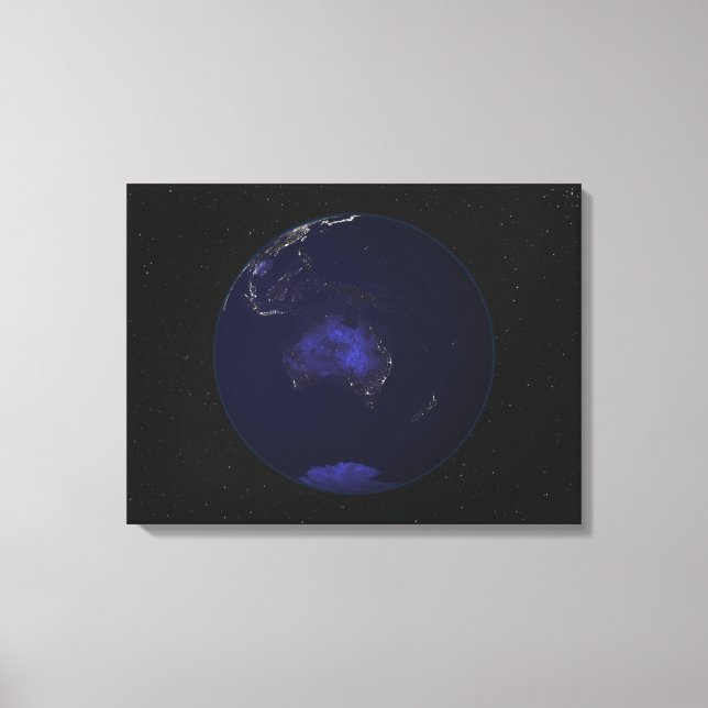 Toile Terre entière la nuit montrant les lumières de la  (Recto)