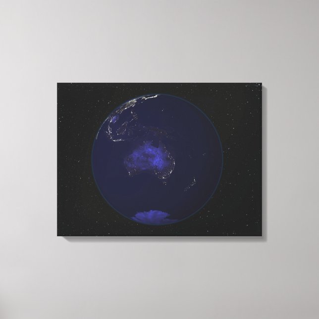 Toile Terre entière la nuit montrant les lumières de la  (Recto)