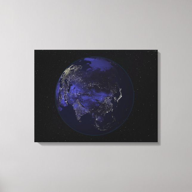 Toile Terre entière la nuit montrant les lumières de la  (Recto)