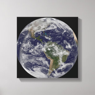 Toile Terre entière montrant l'Amérique du Nord et l'Ame