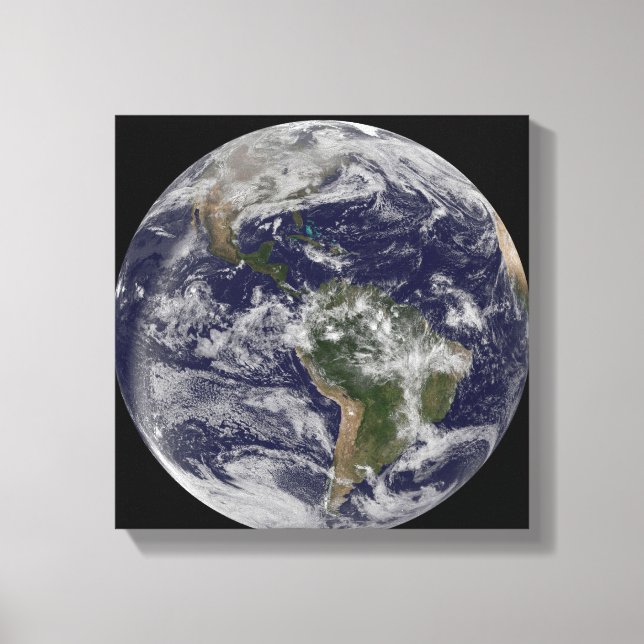 Toile Terre entière montrant l'Amérique du Nord et l'Ame (Recto)