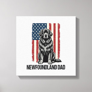 Toile Terre-Neuve Papa Chien Patriotique Vintage