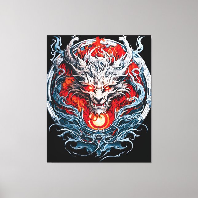 Toile Tête de dragon mythique de la flamme rouge (Recto)