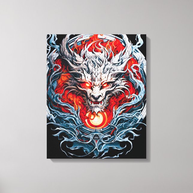 Toile Tête de dragon mythique de la flamme rouge (Recto)