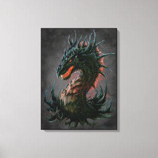 Toile Tête de dragon noir Regal - Couleur complète