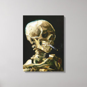 Toile Tête de Gogh d'un squelette avec une cigarette