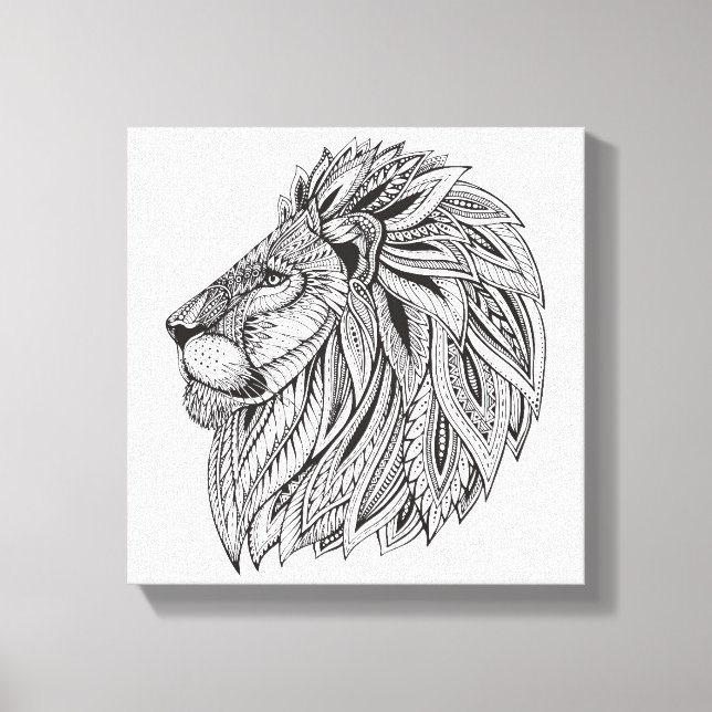 Toile Tête de lion à motifs ethniques 6 (Recto)