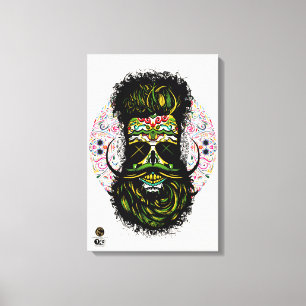 Toile Tête de mort hipster skulls barbu mexicaine