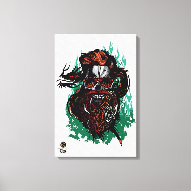 Toile Tête de mort hipster skulls dragon tribal (Recto)