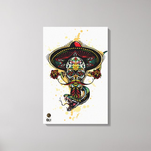 Toile Tête de mort hipster skulls mexicaine serpent tatt (Recto)