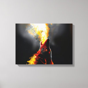 Toile Tête du loup de feu agressif