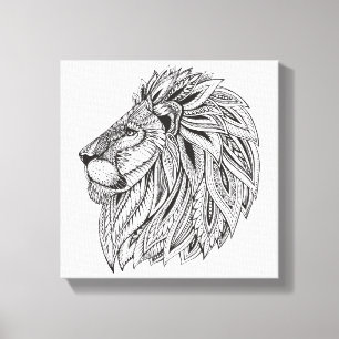 Toile Tête modelée ethnique 6 de lion