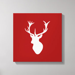 Toile Tête rouge et blanche de Noël des cerfs