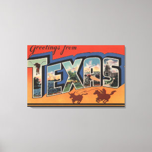 Toile Texas (Cowboy Roping Bull)Scènes de grandes lettre
