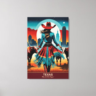 Toile Texas Travel : là où commence l'Ouest