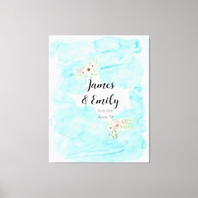 Toile Texas Watercolor Wedding Guest Book Alternative (Recto)