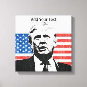 Toile Texte de coutume de drapeau américain de Donald