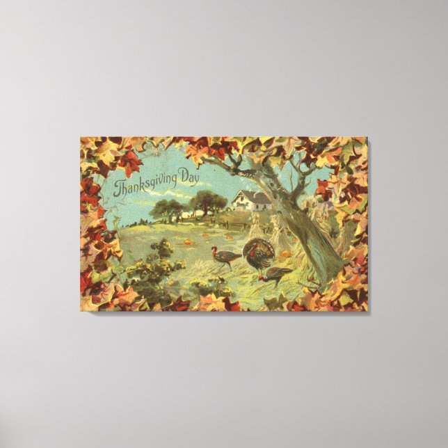 Toile Thanksgiving DayFallen Feuilles et clés (Recto)