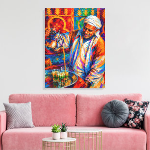 Toile Thé à la menthe marocaine vibrant - Huile sur toil