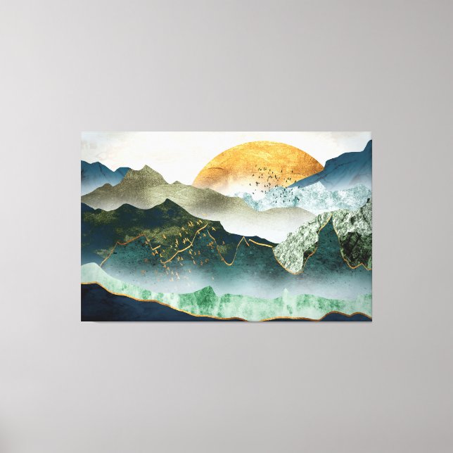Toile The green golden mountains by sunset (Recto)