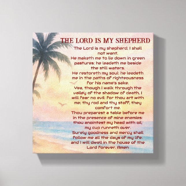 Toile The Lord Is My Shepherd Psalm 23 Sunset Beach  (Recto)