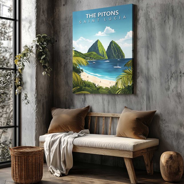 Toile The Pitons St Lucia Travel Canvas Wall Decor (The Pitons St Lucia Travel Canvas Wall Decor by TinkPrints.)
