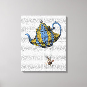 Toile Théière 3 de vol bleue et jaune
