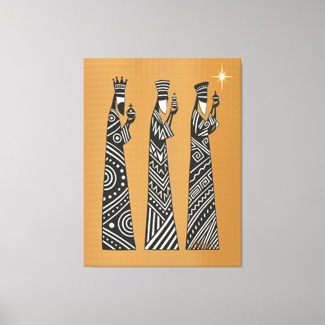 Toile Three Wise Men Black & White Christmas Nativity (Recto)