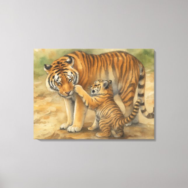 Toile Tiger Tenderness - Parent et Cub en Forêt (Recto)