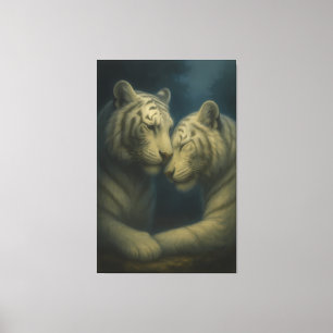 Toile Tigre Blanc – Affection Éternelle • Beaux-Arts de 