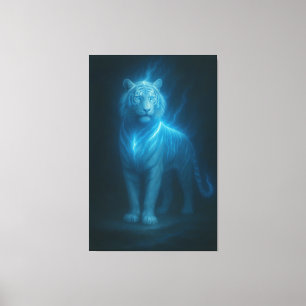 Toile Tigre Blanc Céleste Azur – Art Fantastique de Haut