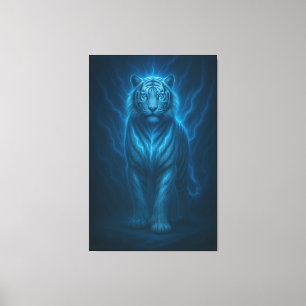 Toile Tigre Blanc Céleste Bleu-Électrique – Ventilateur 
