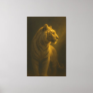Toile Tigre Blanc Doré – Portrait d'Art Fin
