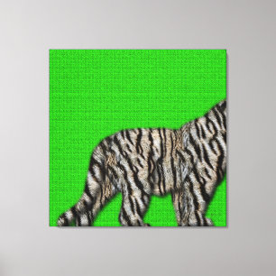 Toile Tigre blanc du Bengale : fond de fureur sur vert
