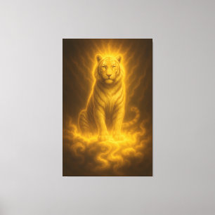 Toile Tigre Blanc Radieux Doré – Peinture d'Art Fantasti