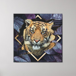 Toile Tigre Com Folhas Lilases