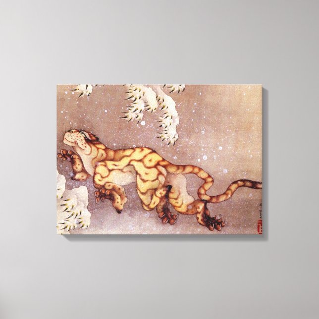 Toile Tigre dans la neige par Hokusai (Recto)