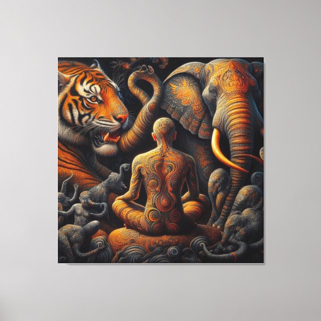Toile tigre d'éléphant spirituel (Recto)