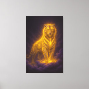 Toile Tigre doré radieux sur des nuages d'orage – Art fa